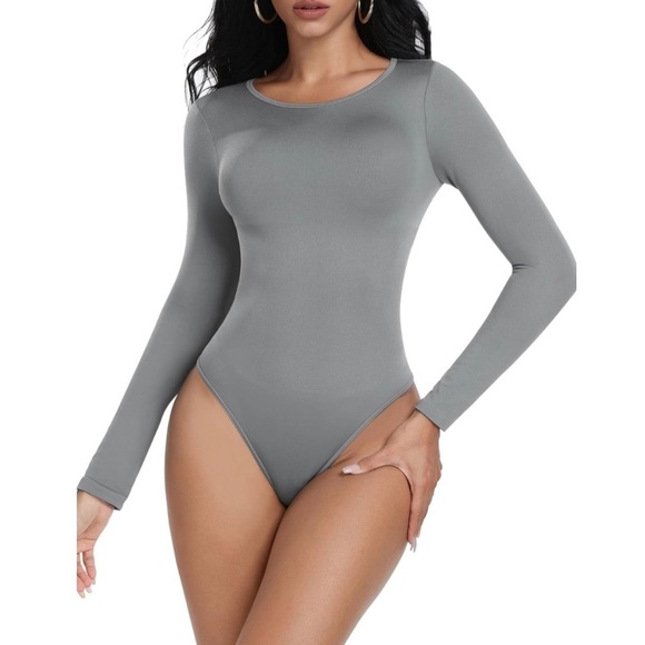 Shapewear Bodysuit for Women Tummy Control Long Sleeve Thong Bodycon
